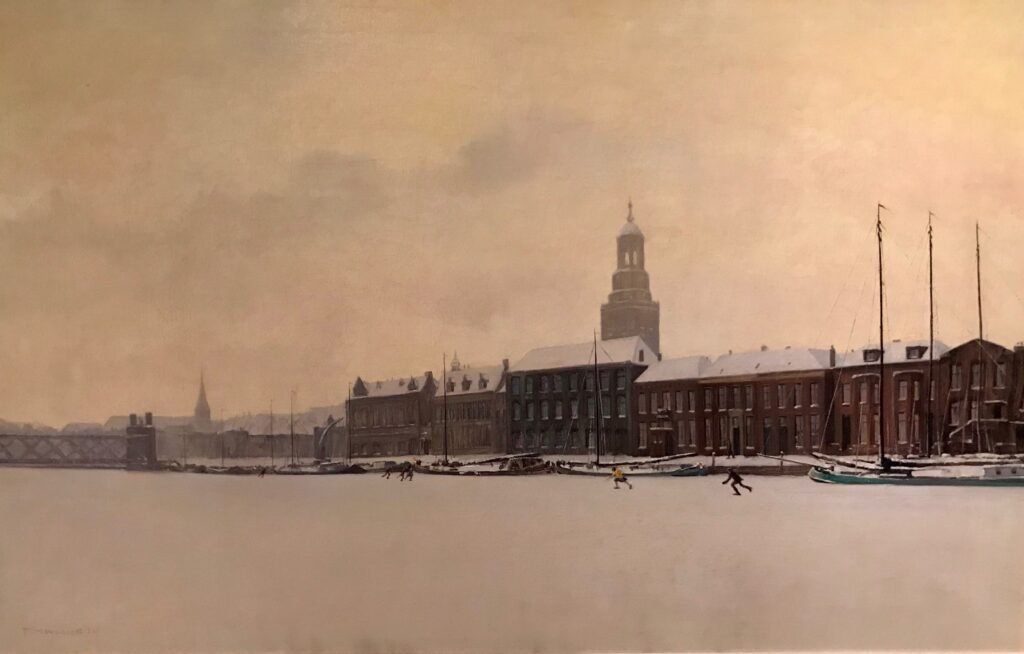 schaatsers op de IJssel bij Kampen in 1929 door Maarten Meuldijk 