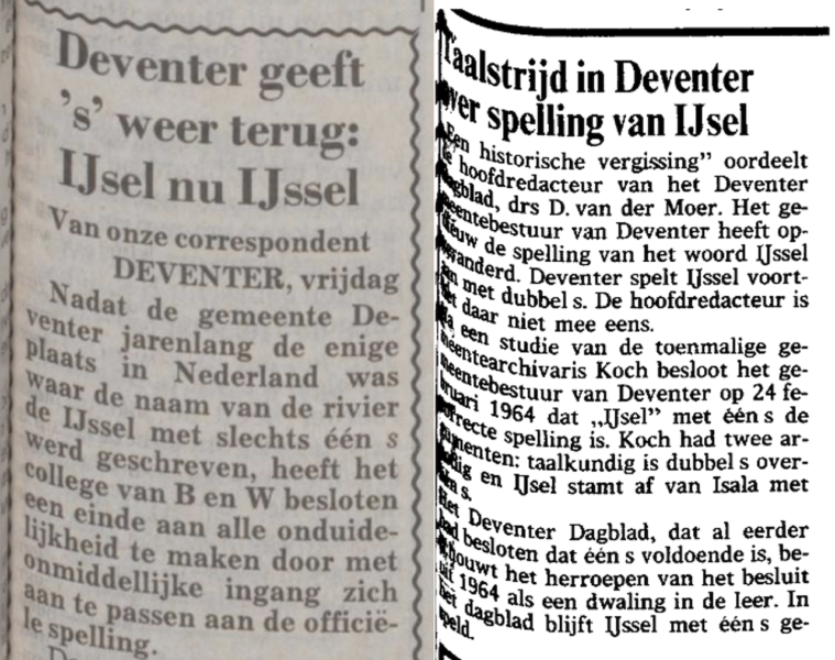 Schrijfwijze van de IJssel met 1 of 2 s