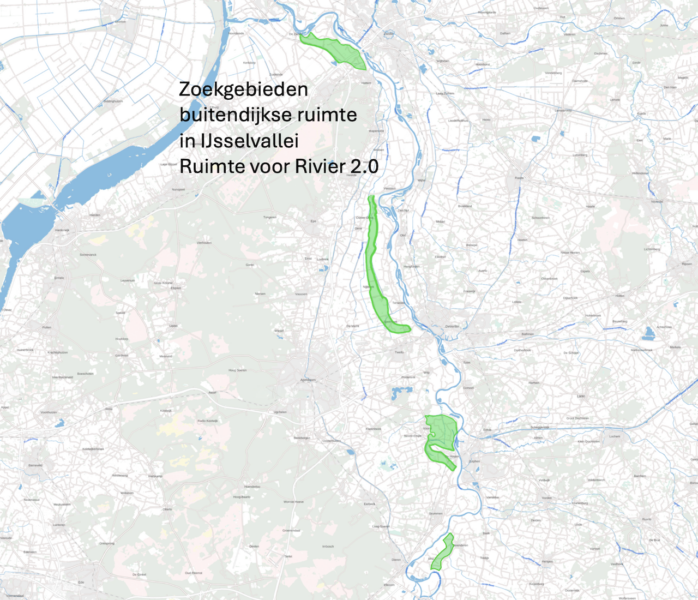 zoekgebieden ruimtelijke reserveringen IJssel voor Ruimte voor de Rivier 2.0